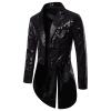 Duohropke Men's Sequin Tailcoat, Steampunk Tailcoat, Gothic Frock Coat, Medieval Men's Circus Ringmaster Costume Jacket, black, S view 1