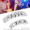BORDSTRACT Halloween Alloy Hip Hop Teeth, Silver Teeth Grills Top and Bottom Face Mouth Fangs for Your Jewelry Party Favors (astilla) view 2