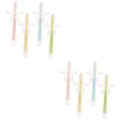 Baluue 8pcs Silicone Toothbrushes for Toddlers Suction Base for Boy Girl Oral Cleaning and Brushing Teeth