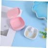 FRCOLOR Pink Retainer Case with Secure Lid and Built-in Drainer Basket Compact Plastic Retainer Storage Holder for Travel and Versatile Use view 2