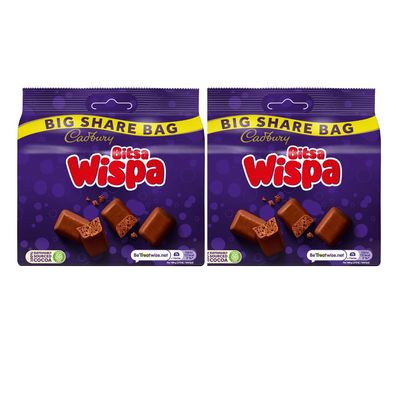 Bitsa Wispa Share Bag 185g - A chocolatey treat perfect for sharing with friends - The tiniest bubbles, the biggest taste - Weight: 185g (Approx.)