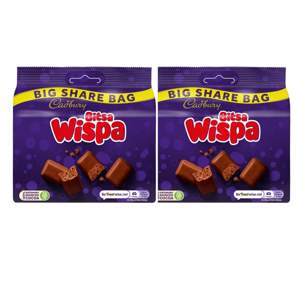 Bitsa Wispa Share Bag 185g - A chocolatey treat perfect for sharing with friends - The tiniest bubbles, the biggest taste - Weight: 185g (Approx.)