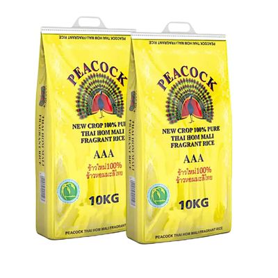 AAA Grade Thai Hom Mali Fragrant Rice with Natural Jasmine Aroma, Authentic Asian Grain, 10kg Pack of 2