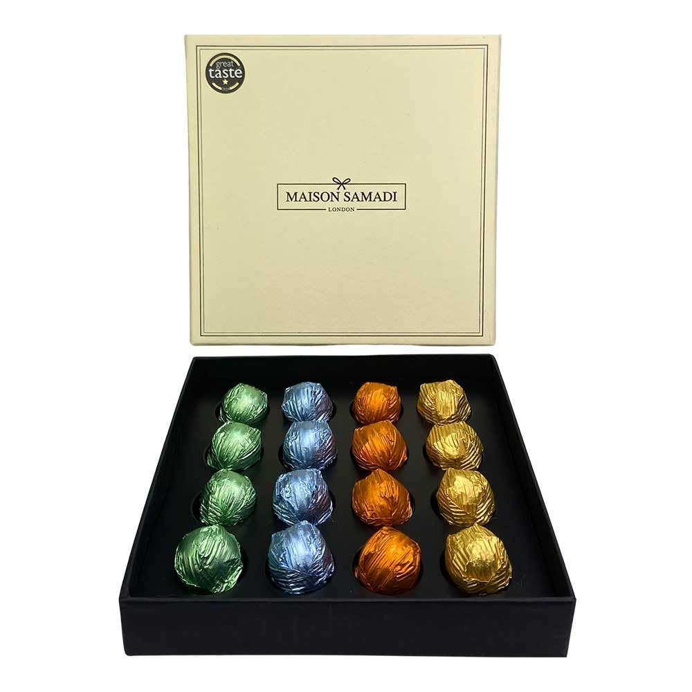 Maison Samadi Chocolate Truffles Gift Box, 16 pcs - Boxed Truffles - 225g - Halal, Handmade, Vegetarian