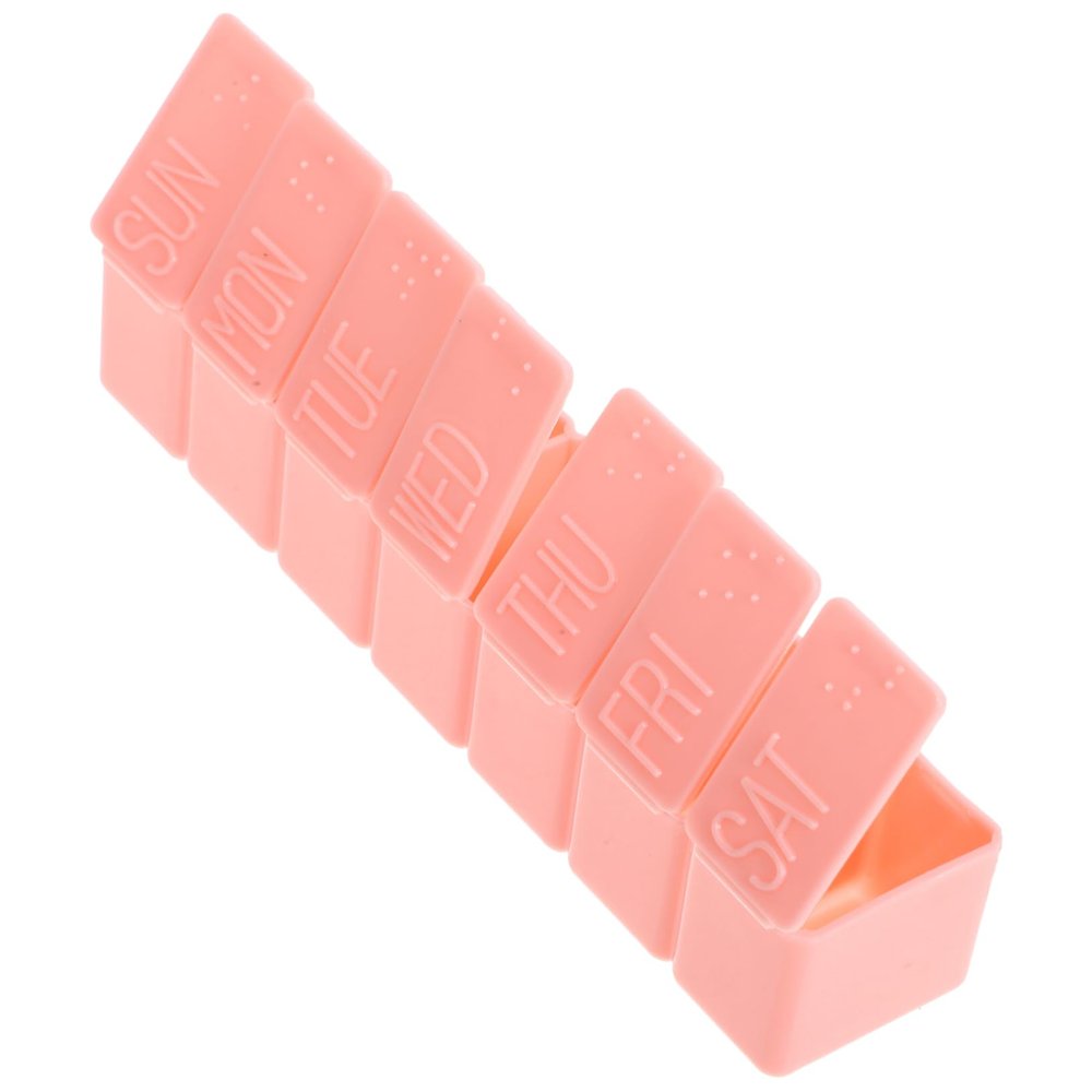 CANIGHT Portable Weekly Medicine Organizer with Compartments Stylish Pink Design for Travel and Home Use Pill Case for Vitamins and Supplements