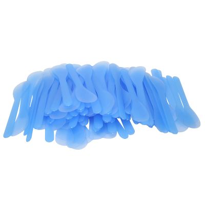 100PCS Cosmetic Spatula, Bulk Disposable Mini Plastic Makeup Spatulas, Makeup Face Mask Plastic Spoon, Disposable Makeup Tools for Mixing and Sampling (SpatulaBlue) (Royal Blue)