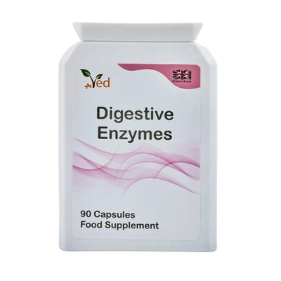 Ved Digestive Enzymes, Comprehensive Food Intolerance Complex, Targets Multiple Intolerances Including Gluten, Lactose & Casein, 90 Vegan Capsules(45 Days Supply)