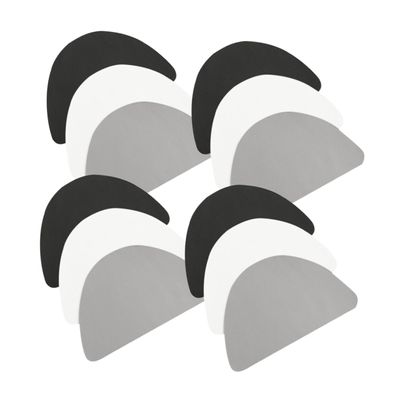 Beaupretty Boot Repair Patches Shoe Heel Repair Pu Adhesive Patches 12pcs Set White Grey Black for Walking Boots Heel Cushion Protection
