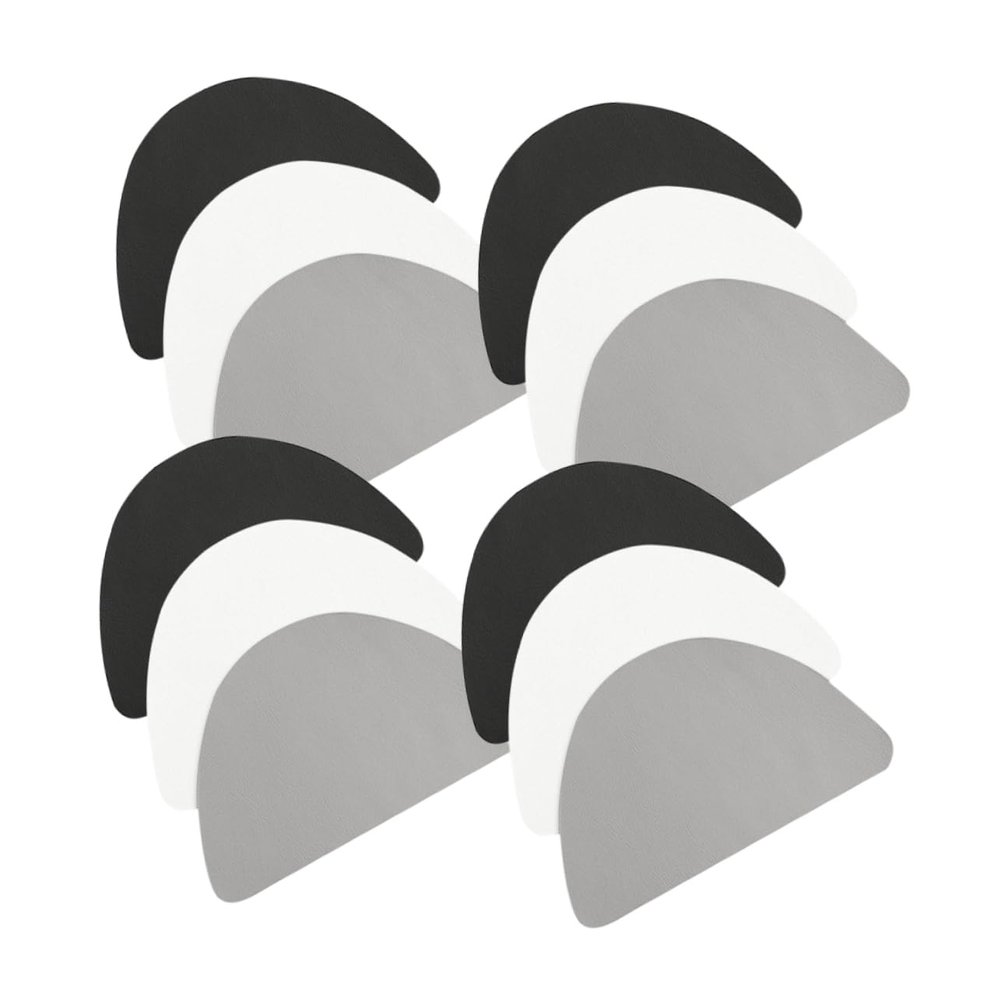 Beaupretty Boot Repair Patches Shoe Heel Repair Pu Adhesive Patches 12pcs Set White Grey Black for Walking Boots Heel Cushion Protection