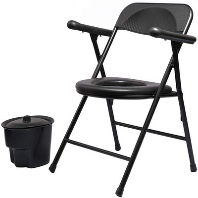 LXWKAI Foldable Bedside Commode Folding Commode Chair with Potty Lightweight Padded Toilet Seat Convenience Shower Chair for Seniors Home Medical Toilet Frame with Seat