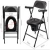 LXWKAI Foldable Bedside Commode Folding Commode Chair with Potty Lightweight Padded Toilet Seat Convenience Shower Chair for Seniors Home Medical Toilet Frame with Seat view 2