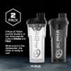 Alpha Designs Protein Shaker Bottles 2 Pack (750ml) Gym Gifts for Men & Women - 0.75L Gym Bottles for Protein Shakes - Black and Clear view 3