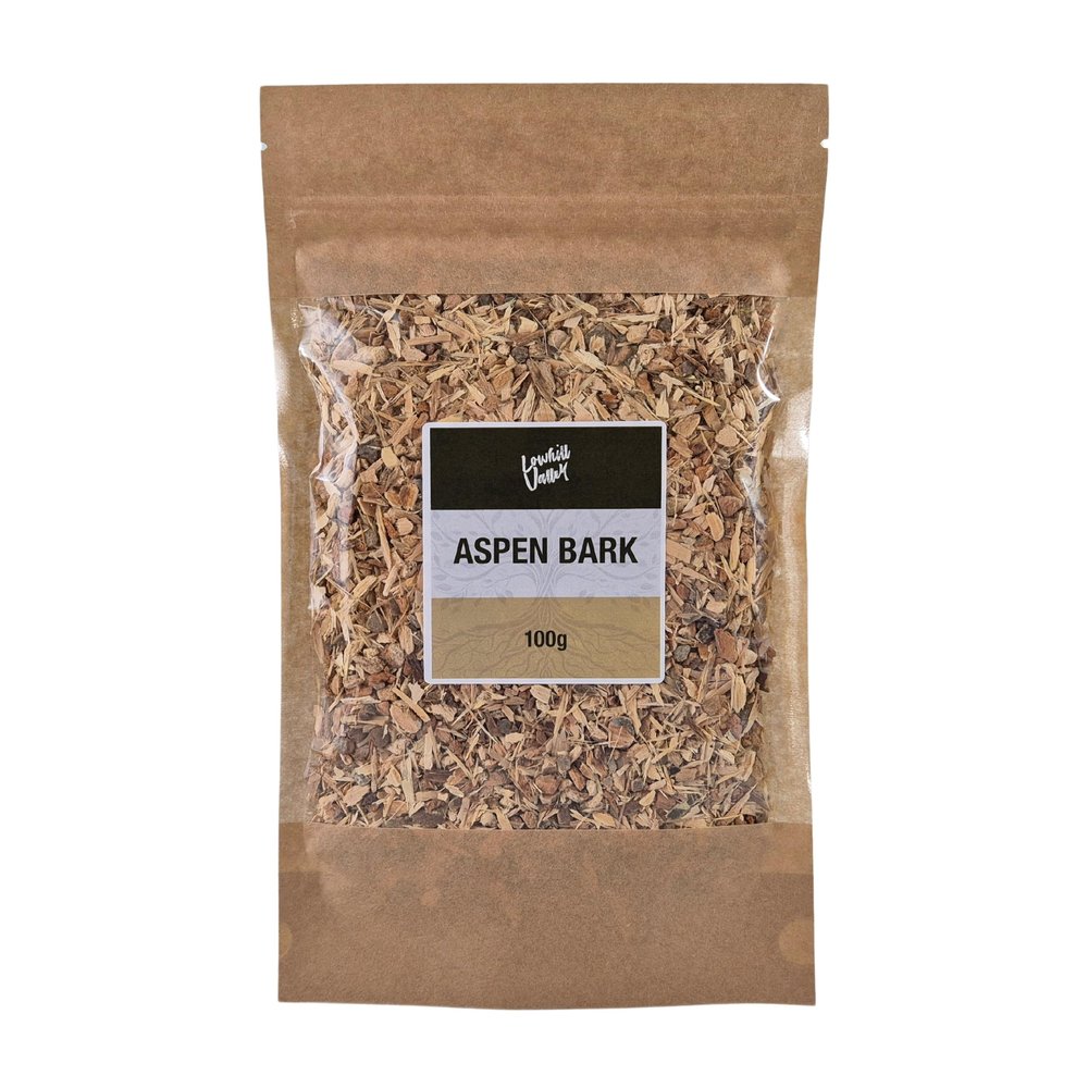 Lowhill Valley Aspen Bark Herbal Tea - Cut and Dried Populus Tremula Dried Bark - Rich in Antioxidants - 100% Natural Pure Herb  May Support Pain Relief  100g