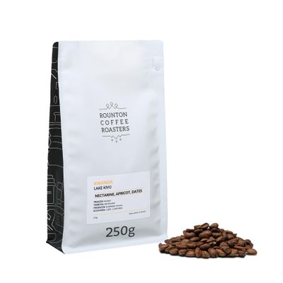 Rounton Coffee Lake Kivu 250g | 100% Arabica Beans | Medium Espresso Roast | Notes of Nectarine, Apricot & Dates | Intensity 3/5 | Freshly Roasted in Yorkshire