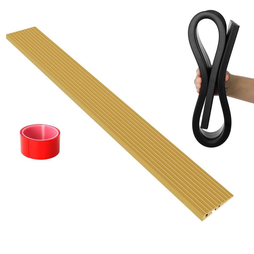 Hoiweqr Rubber Threshold Ramp, Self-Adhesive Entry Ramp For Doorways, Wheelchair Scooter Floor Threshold Strip Reducer Ramp, 90 X 7.5 X 1.5 Cm, For Thresholds,Doorways And Bathroom(Yellow,90x10x2cm)
