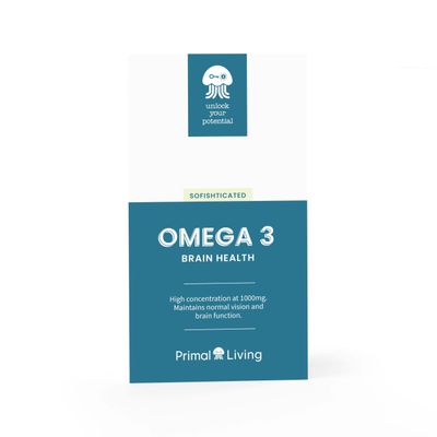 Omega3 BrainHealth  High Strength - 500mg EPA & 250mg DHA Fish Oil Supplement for Cognitive Support, Mood & Memory  30 Softgels - Primal Living