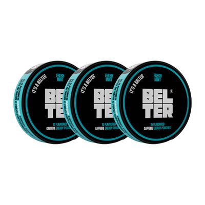 BELTER - Fresh Mint - Caffeine Pouches - Bundle Pack - 45 Count - Fast-Acting - Zero-Calorie Energy Boost - 80mg Caffeine Per Pouch - Sports, Gym, Gaming, & Work
