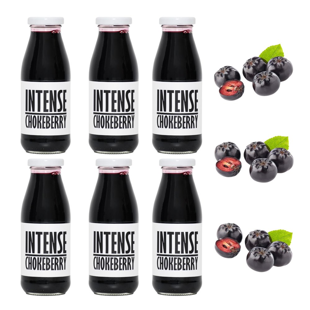 PRESSUICE - Fresh Intense Aronia Chokeberry Juice not from concentrate - 6 bottles pack x 250 ml - Fruit Juices NFC - Pressed Semi Sour Drink - No added Sugar - Natural Press for Cocktails Lemonades