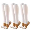 3Pairs Copper Compression Pain Relief Socks for Men & Women | 20-30mmHg Full Coverage, Knee-High Support for Improved Circulation | Ideal for Sports, Travel, Nurses, Maternity & Recovery (White, S/M) view 1