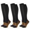 3Pairs Copper Compression Pain Relief Socks for Men & Women | 20-30mmHg Full Coverage, Knee-High Support for Improved Circulation | Ideal for Sports, Travel, Nurses, Maternity & Recovery (Black, L/XL) view 1