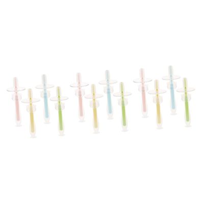 Healeved 12pcs Silicone Boy Girl Toothbrushes for Months Extra Soft Bristles Boy Girl Training Toothbrush Suction Base for Toothbrushing