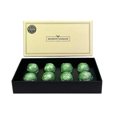 Awarded Chocolate London Luxury Dark Chocolate Pistachio Truffles Gift Box, 8 Pieces, 8pcs,