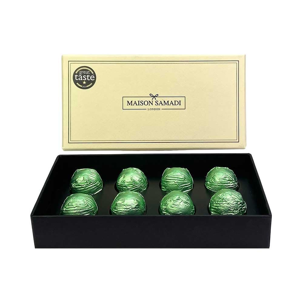 Awarded Chocolate London Luxury Dark Chocolate Pistachio Truffles Gift Box, 8 Pieces, 8pcs,
