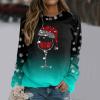 WILLBEST Christmas Jumper Tops Women t-Shirts Asymmetric Hem Vintage Cotton Jumpers Ladies Womens Christmas Dress Xmas Jumper Black Bomber Jacket Tshirts Sexy pjs for Women Set his and Hers view 3