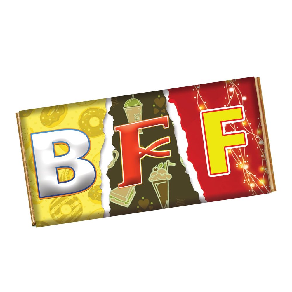 Bff Best friend Forever Chocolate Bar Wrapper Novelty Gift Present For Valentines Day Birthday Xmas CH-9067 (with chocolate bar (100g))
