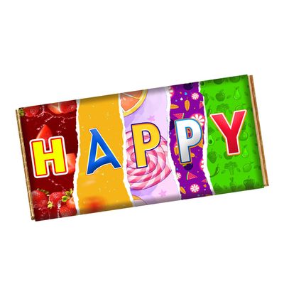 Happy Chocolate Bar Wrapper Novelty Funny Gift Present For Valentines Day Birthday Xmas CH-9078 (with chocolate bar (100g))