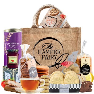 Afternoon Tea Food Hamper Gift with Biscuits, Shortbread, Jam & Tea - For Birthdays, New Home, Anniversaries, Mothers Day, Mum, Grandma, Easter Gifts or Thank You Gifts by The Hamper Fairy