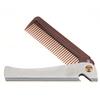 Folding Mustache Comb For Men, Stainless Steel Anti Static Beard Straightener For Men, Folding Pocket Moustache Shaping Comb Round Teeth Beard Comb For Grooming (Amber view 1