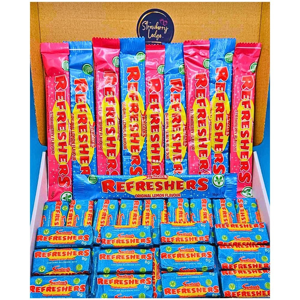Refreshers Sweets Chew & Bar Gift Box 40 Pieces Letterbox Sized, Halal, Gluten-Free, Vegan Sweets | Ideal Retro Candy Gift for Birthdays, Celebrations, and Treats