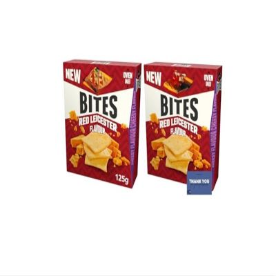 Jacob's Bites Red Leicester Crackers (125g x 2) - Delicious Cheesy Snack with Bold Red Leicester Flavor for Sharing or On-the-Go
