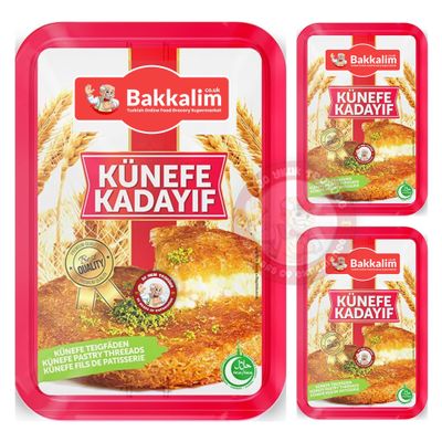 3x Pack The Best Match with Dubai Chocolate BAKKALIM Kunefe Kataifi Original Pastry Threads Kunefe Kadayif Dubai Chocolate Pastry Fresh Taze Kadayif 400 Gr by Turkish Online Market UK