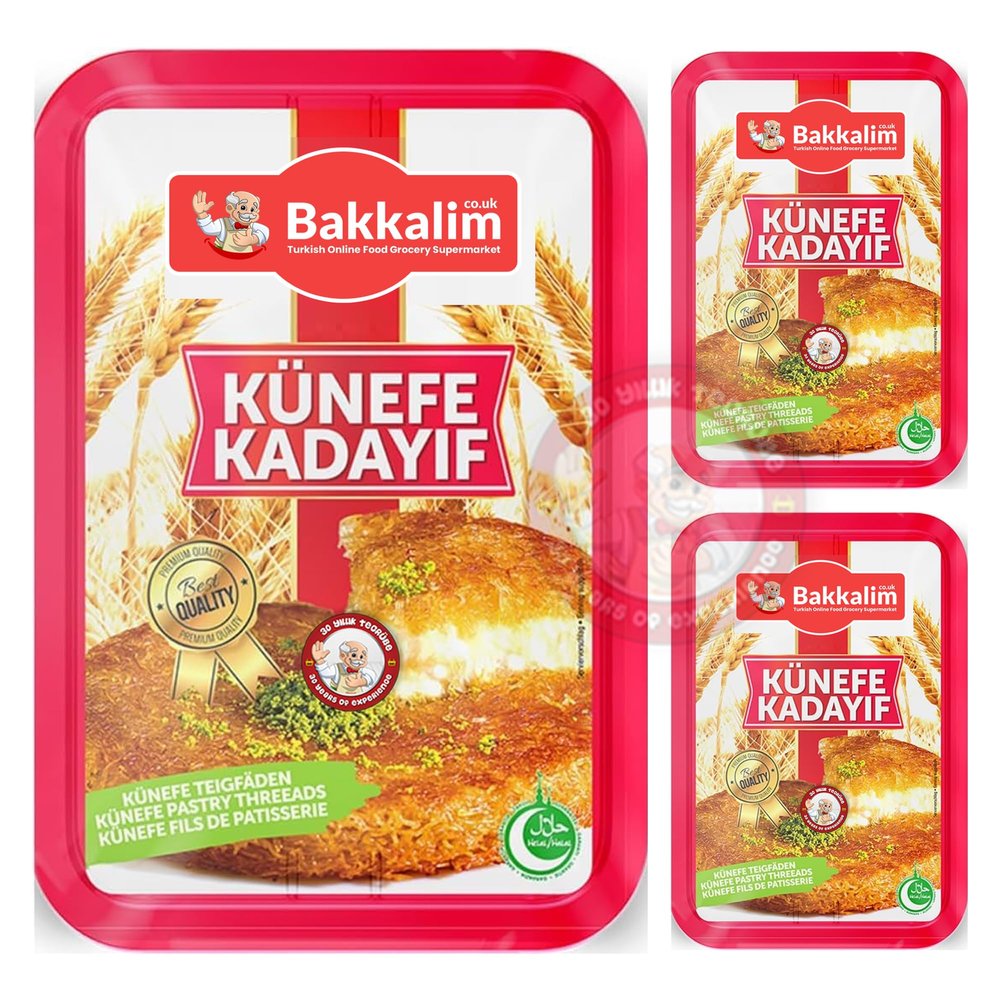 3x Pack The Best Match with Dubai Chocolate BAKKALIM Kunefe Kataifi Original Pastry Threads Kunefe Kadayif Dubai Chocolate Pastry Fresh Taze Kadayif 400 Gr by Turkish Online Market UK