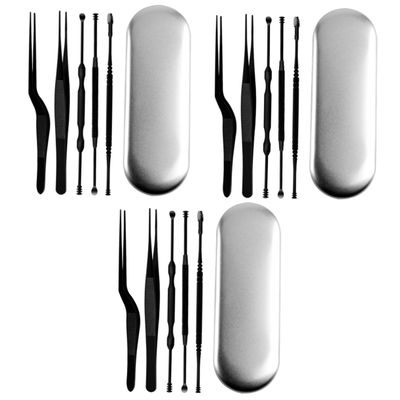 minkissy 18pcs Professional Ear Cleaning Tools Ear Pick Set Stainless Steel Picks Tweezers Earwax Remover Kit for Adults Skid-Resistant Handle Portable