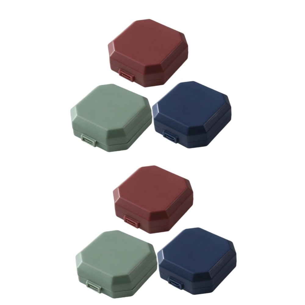 minkissy 2sets Pill Boxes Wear-Resistant Case Portable Pill Organizer for Daily Use 3pcs*2