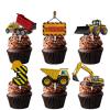 18pcs Gold Glitter Dessert Cupcake Topper Pick for Construction Tool Worker Three Years Old Theme Decor Supplies Kids Happy 3rd Birthday Party Decorations view 1
