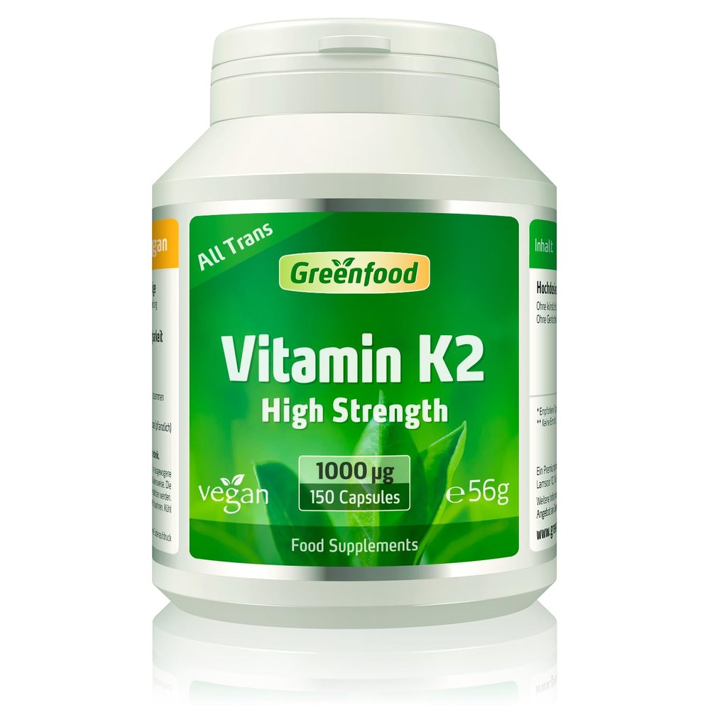 Vitamin K2 (MK7, All-Trans), 1000 g, high dose, 150 Capsules - Key Factor for Bone Formation,Maintenance and Normal Blood clotting. Without Artificial additives. Without GMO. Vegan.