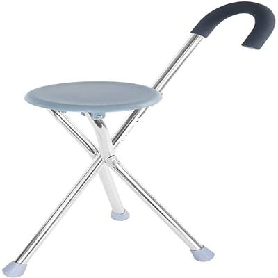 YQZQXWA Walking Stick with Seat Crutches Elderly Walking Stick Folding Tripod Canes Multi-Functional Retractable Triangle Stool Crutches for Elderly Gift innovate