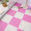 10pcs/9.7 Sqft Non-Slip Interlocking Tiles, 12" X 12" Splicing Bath Floor Mat, Waterproof Mat for Domestic or Commercial Use(Color:yellow) (Pink+white) view 1