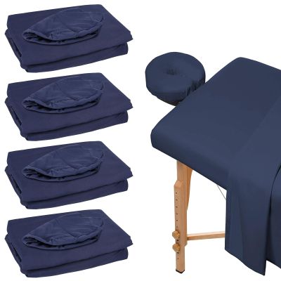 12 pcs Massage Table Sheet Massage Bed Cover Set Beauty Salon SPA Bed Couch Cover, Breathable Non Woven Fabric Protective Cover, Fitted Massage Table (Dark Blue-4 Set)