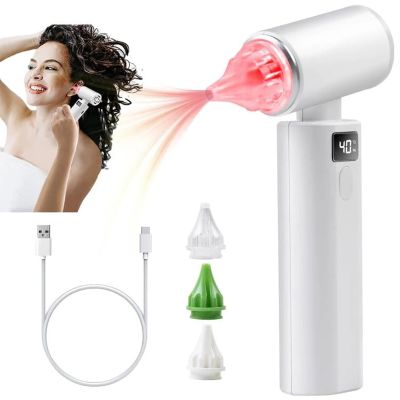 10W Electric Ear Dryer with 3 Earplugs, Rechargeable Ear Dryer with 650nm Red Light for Adults and Kids, Electronic Hot Air Ear Drying Device for Swimmers, Showers, Diving