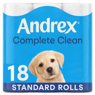 Andrex Toilet Roll - Complete Classic Clean Toilet Paper, 18 Toilet Rolls