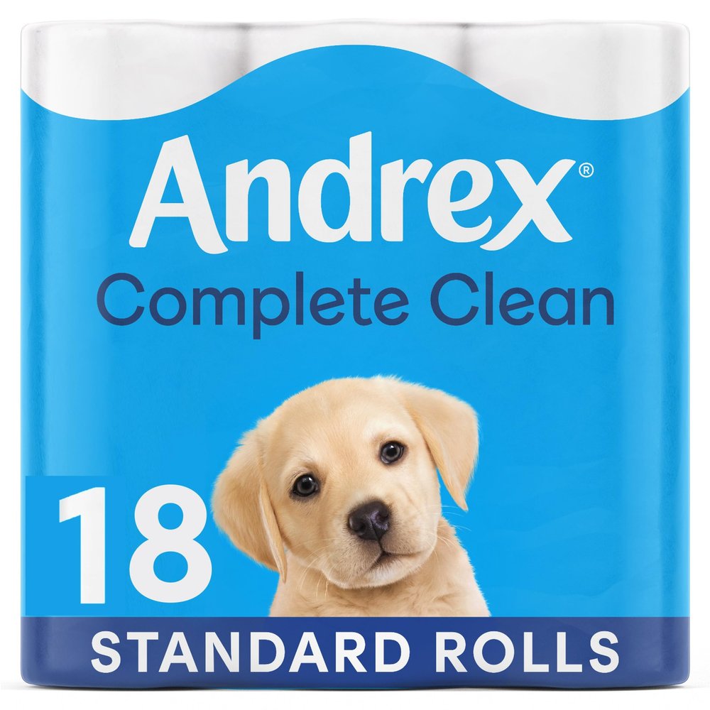 Andrex Toilet Roll - Complete Classic Clean Toilet Paper, 18 Toilet Rolls