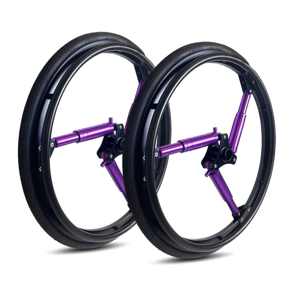 24 Inch Sports Wheelchair Rear Wheel Replacement 2PCS, 241(25-540) Inflatable Polyurethane Tire, Titanium Alloy Shock-Absorbing