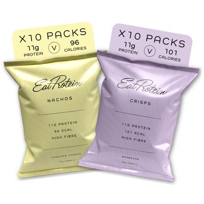 EatProtein - Protein Crisps - Low Calories, Keto Friendly - Healthy Snack (Pack of 20, Cheese Nacho & BBQ Bundle)