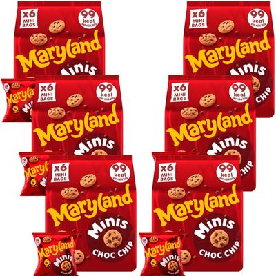 Mini Biscuits Bundle with Maryland Cookies Chocolate Chip Minis (6x19.8g) - 6 Pack | Mini Cookies Containing Chocolate Chips, Suitable For Vegetarians, No Artificial Food Colours.