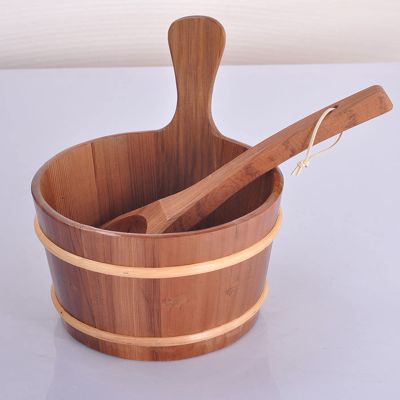 Cedar Wood Sauna Bucket Set with Insert and Ladle Premium Sauna Accessories for a Relaxing Experience